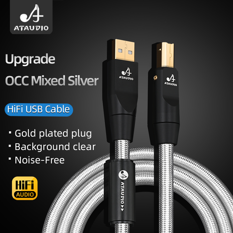 ATAUDIO Hifi USB Cable DAC A-B C-B C-C Digital AB Audio A to B high-end Type A to Type B Hifi usb otg typec Cable. 