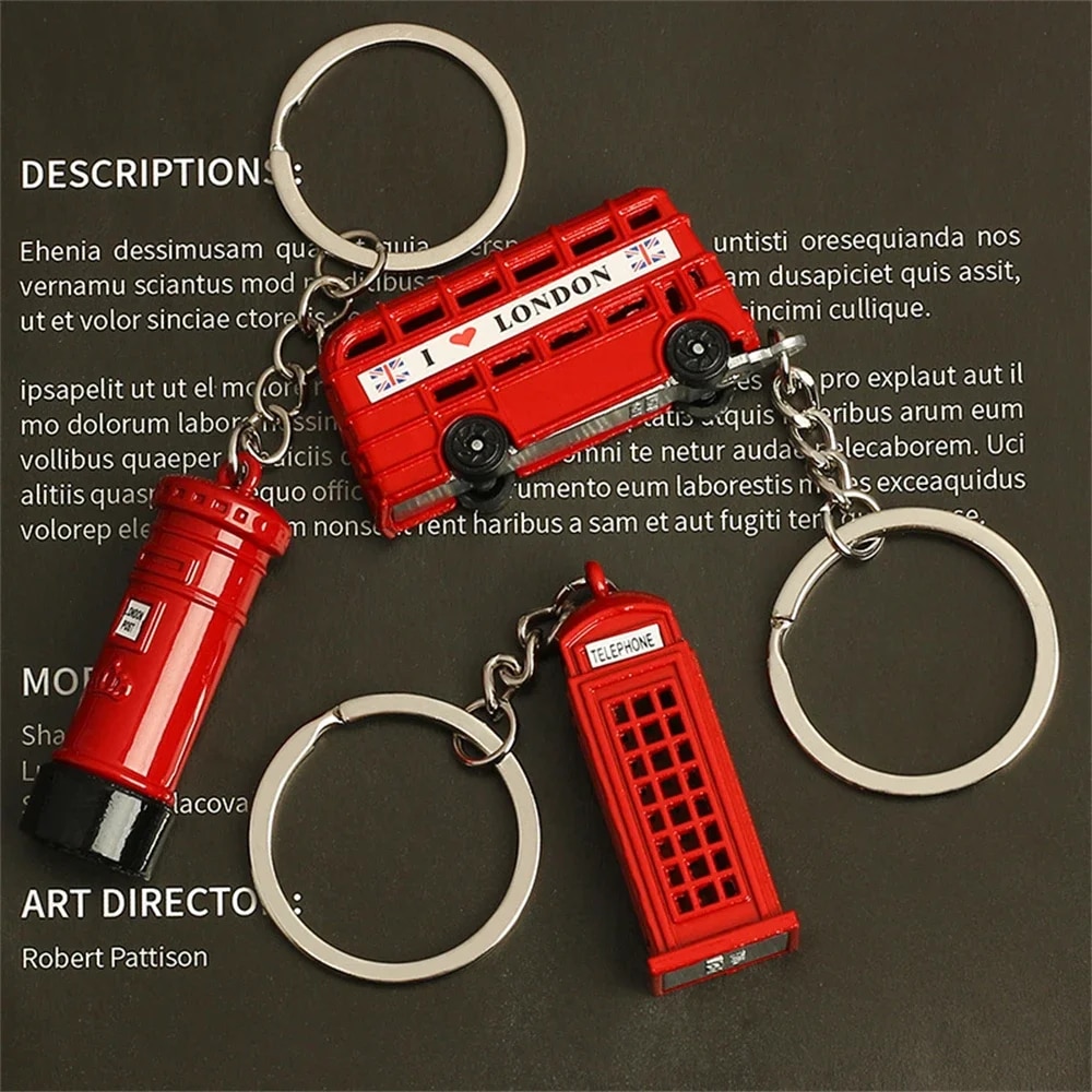 Classical London Red Bus Key Chain Post Mail Box Key Holder Telephone booth Charm Pendant Keychain For Men Party Gift Souvenir. 
