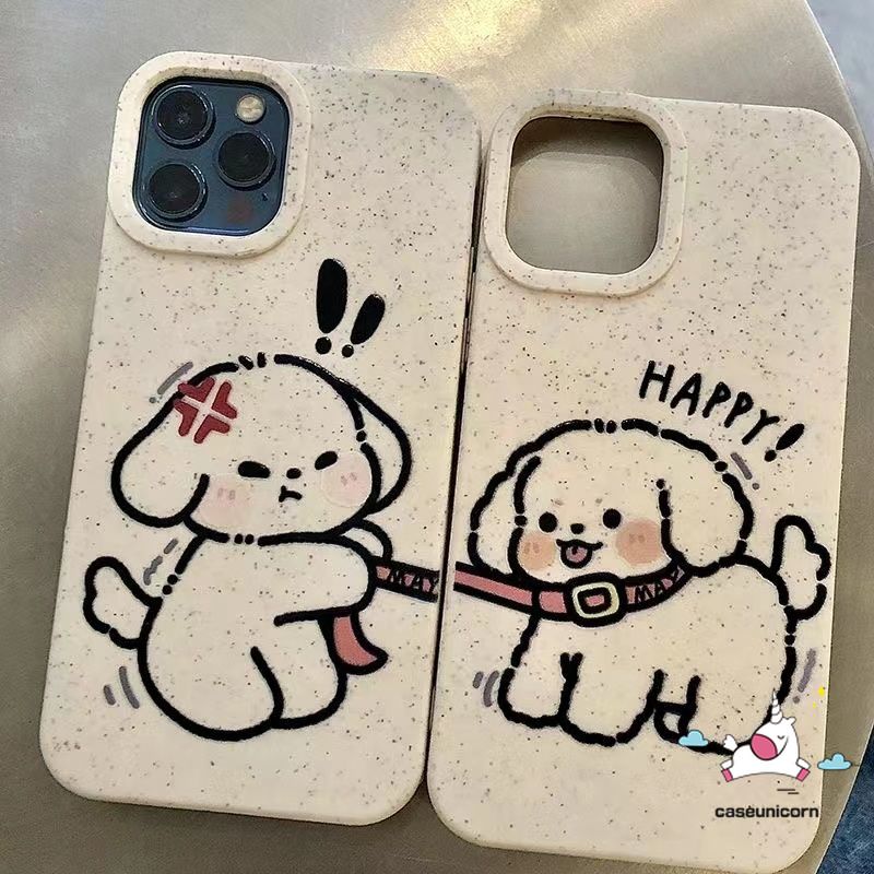 Couple Phone Case Compatible for IPhone 11 13 14 12 15 Pro Max 7Plus 6 6S 8 7 15 Plus XR X XS MAX SE 2020 Cartoon Dog Cute Puppy Creative Degradable Eco-Friendly Soft Lovers Cover. 