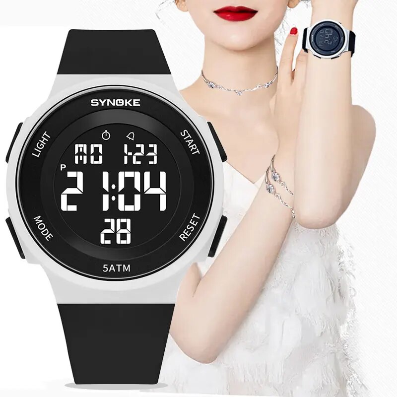 SYNOKE Women's Watch Digital Women Dress 50M Waterproof Stopwatch Sports Luminous Multifunction LED Electronic Wrist Watch Lady. 