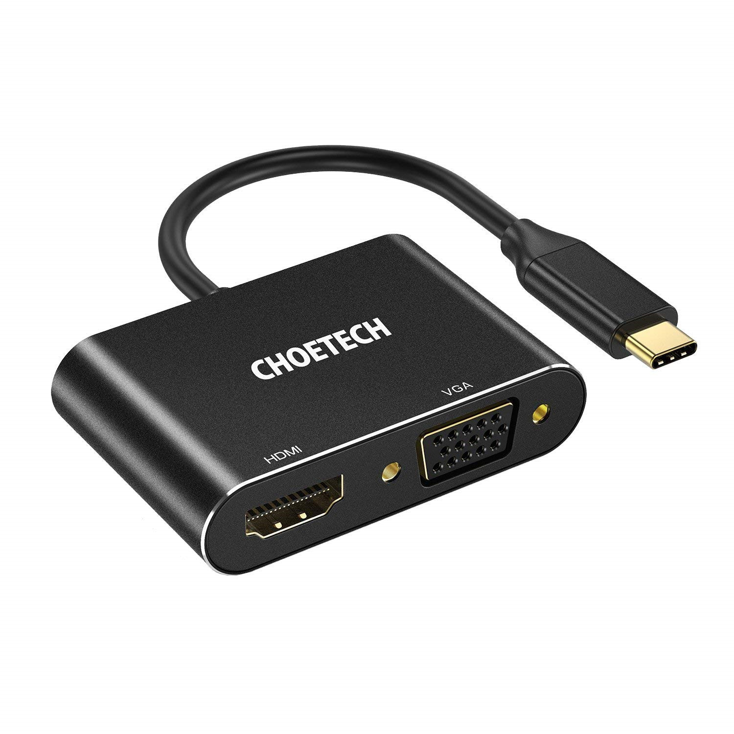 CHOETECH HUB-M17 USB C to HDMI VGA Adapter, USB-C Type C to HDMI 4K+VGA Adapter 3 Pro/ 9. 