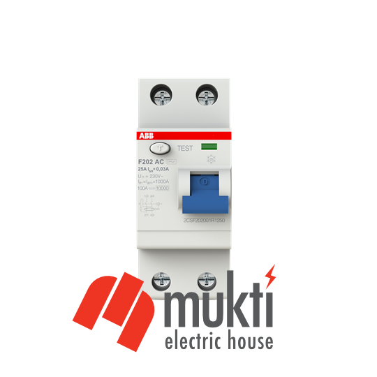 ABB RCCB DP 25A 30mA Single Phase Application Residual Current Circuit Breaker 2P F202AC-25/0.03. 