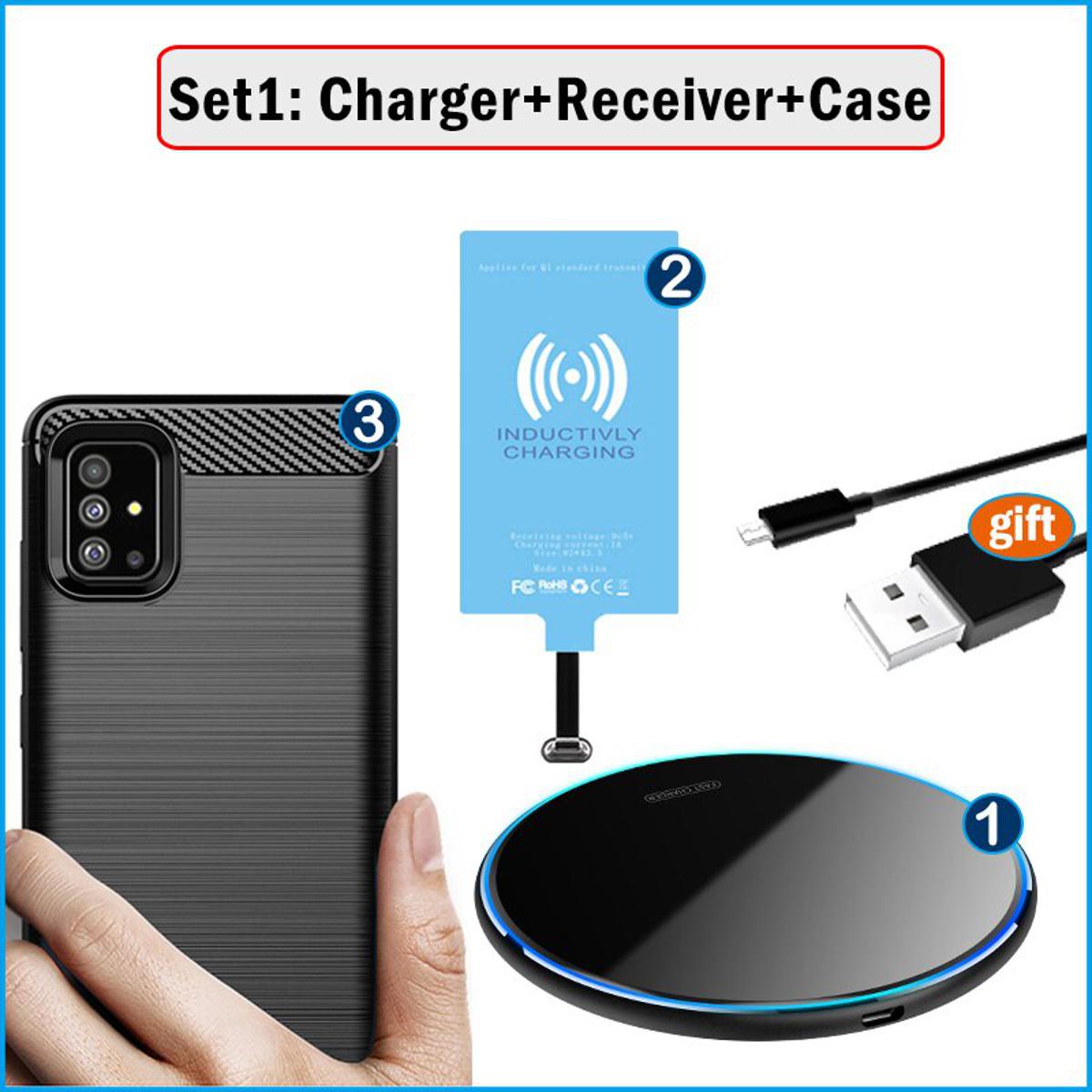 【happy one】Qi Wireless Charger & Type-C Receiver Samsung Galaxy A21 A31 A41 A51 A71 Phone Wireless Charging USBC Adapter