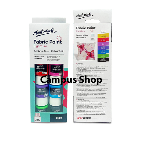 Mont Marte 8 Fabric Color Box, 20ml Paint Set for Fabric Painting & Design. 