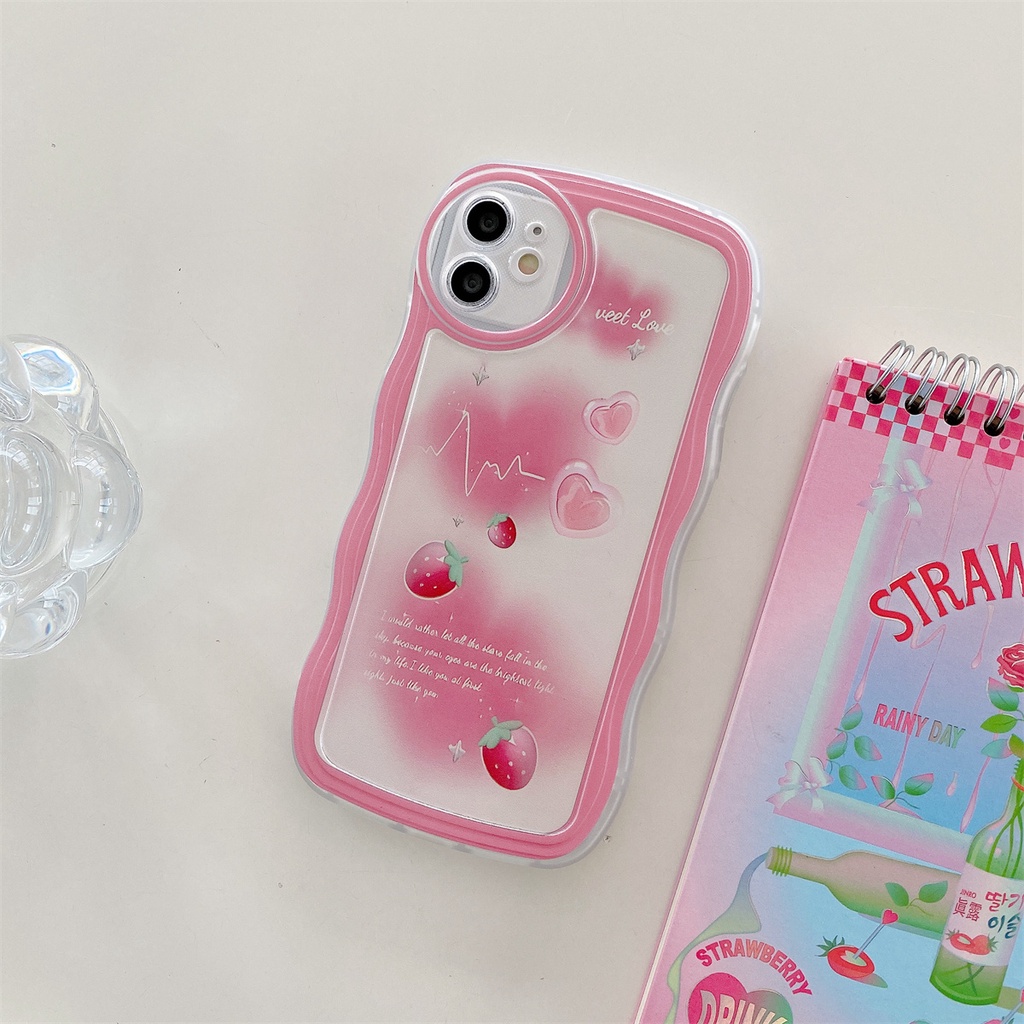 Casing For Xiaomi 11 Lite 11T 12T Pro POCO X3 X4 X5 Pro NFC GT Cellphone Case Shockproof TPU Smile Bracelet Chain Curly Wave Frame Strawberry Heart Chain Lanyard Cute Lens Protection 3D Clear INS