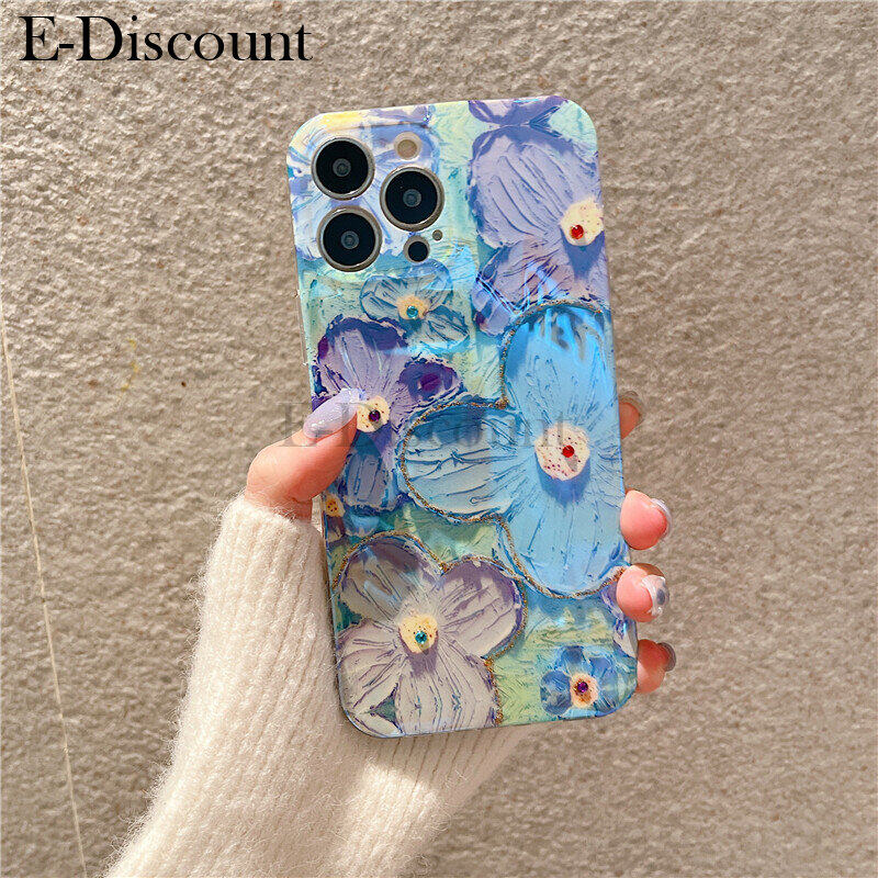 New Phone Case For Realme C53 Cover Soft Blue Light Oil Painting Flower Silicone Anti Shock For Realme C53 Case. 