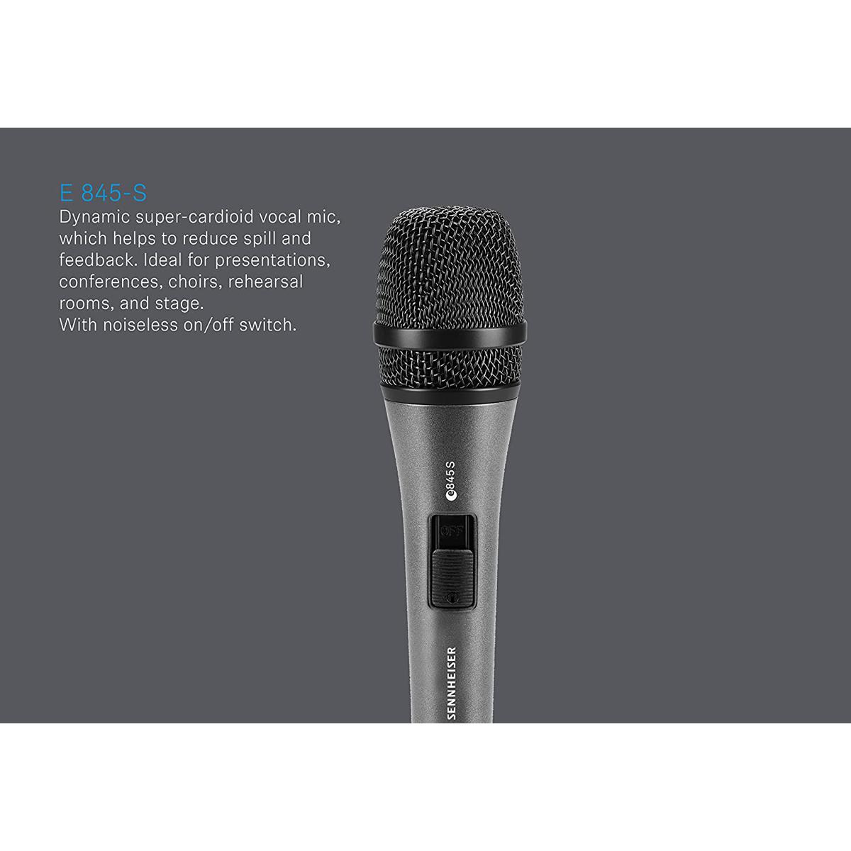 Sennheiser E 845-S Dynamic Super Cardioid Microphone. 