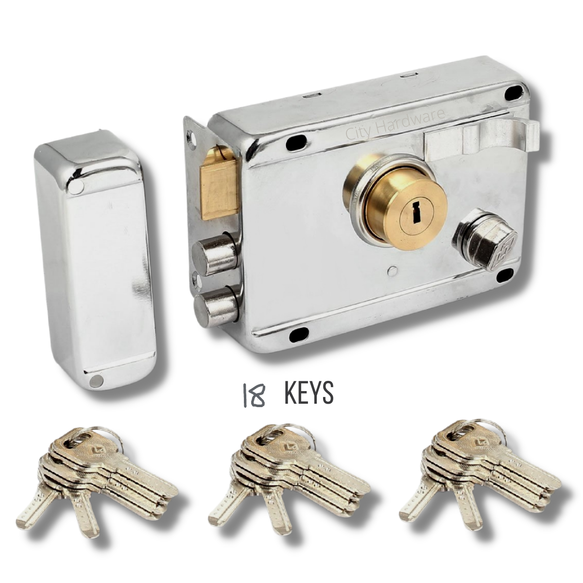 Auto Lock Security Lock Heavy Rim Lock For Main Door Lock With 18 Keys