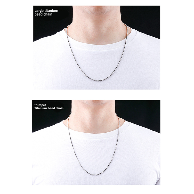 Pure Titanium Chain Necklace Glass Bead Chain Pendant is Not Easy to Rust Simple Light Weight Titanium Alloy Bracelet-B. 