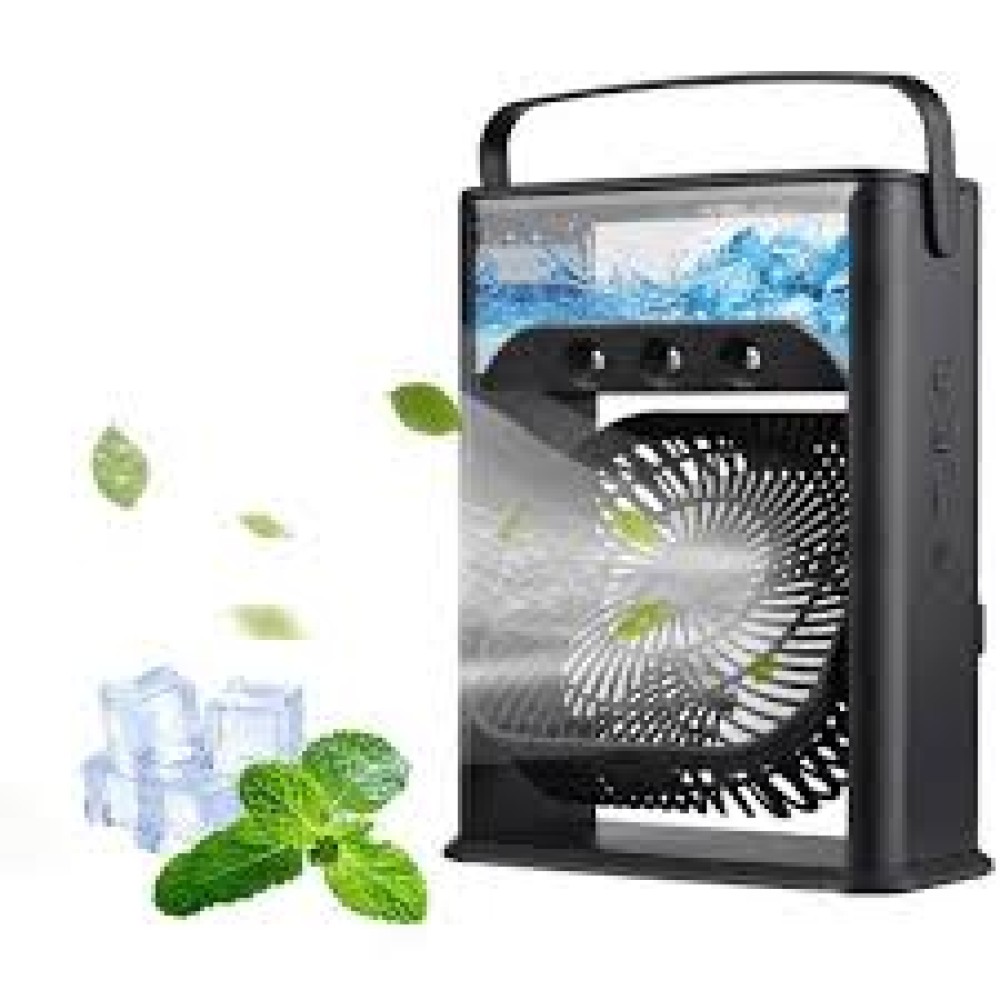 Air Cooling 3 in 1 USB Mini Portable Fan Aircond Humidifier Purifier Mist Cooler with LED Light. 