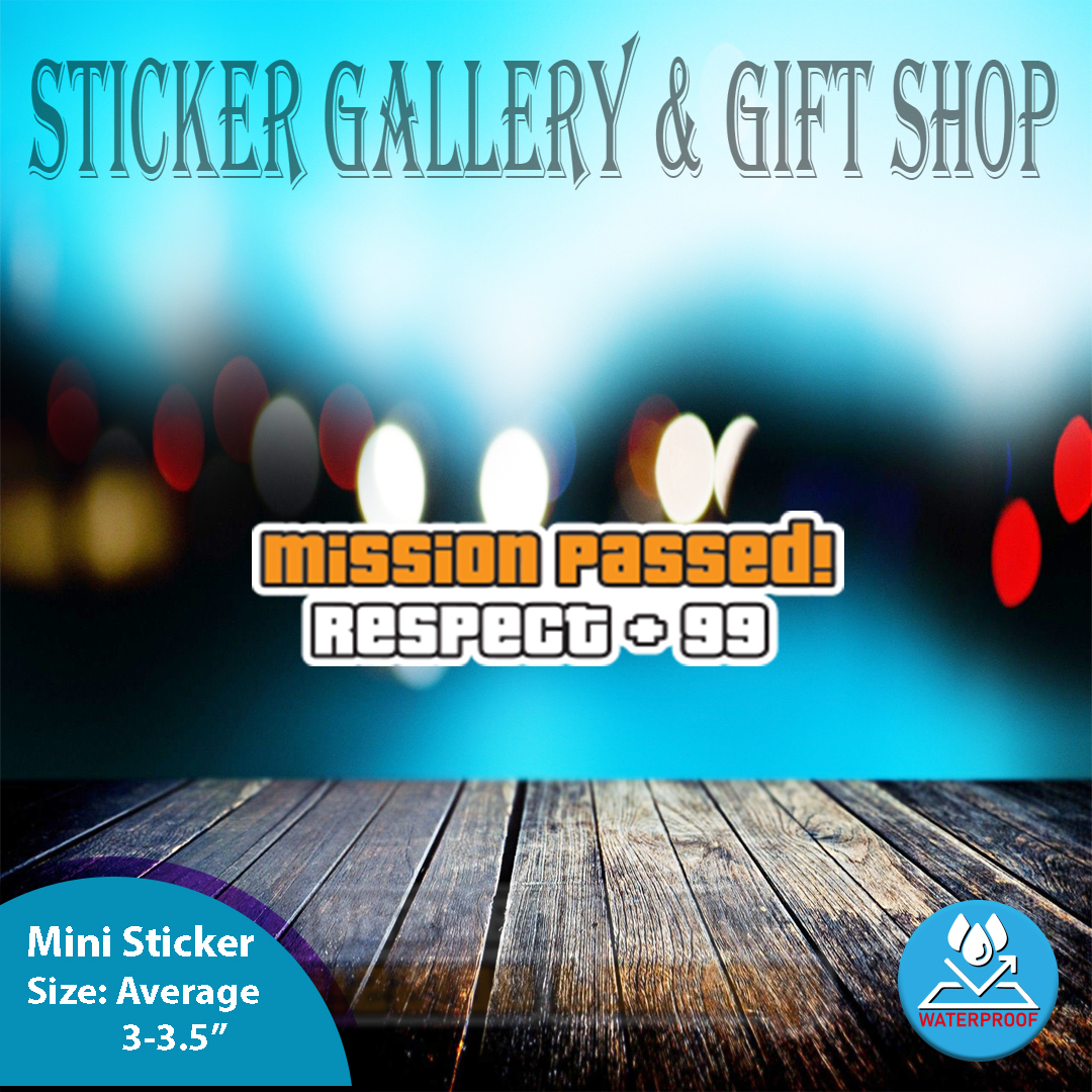 Bike Sticker | Mission passed , Respect+99 | ( Waterproof & Premium quality)/ Sticker Gallery & Gift Shop