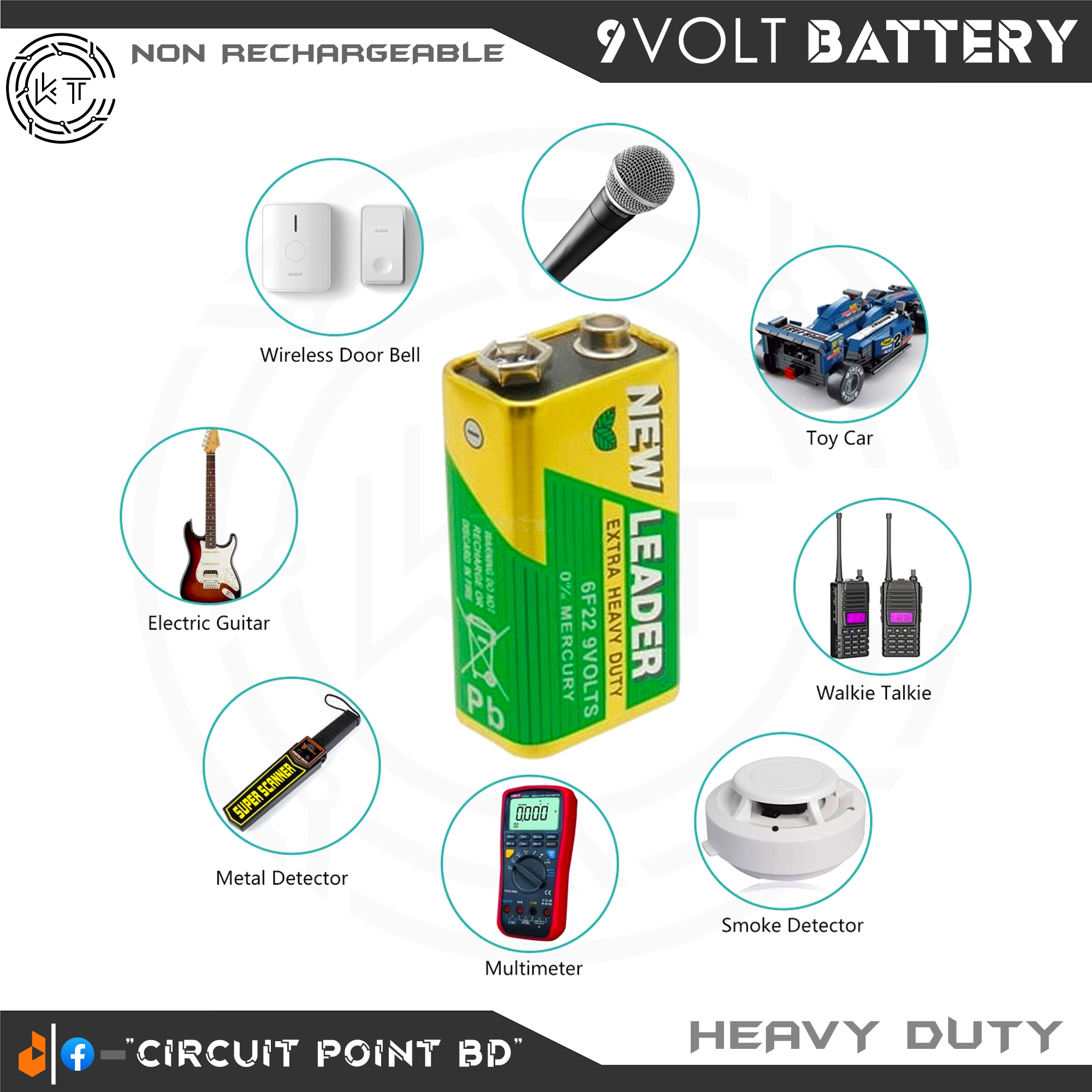 9V Battery Extra Heavy Duty - 1pcs Non-chargeable For Arduino and DIY Electronics