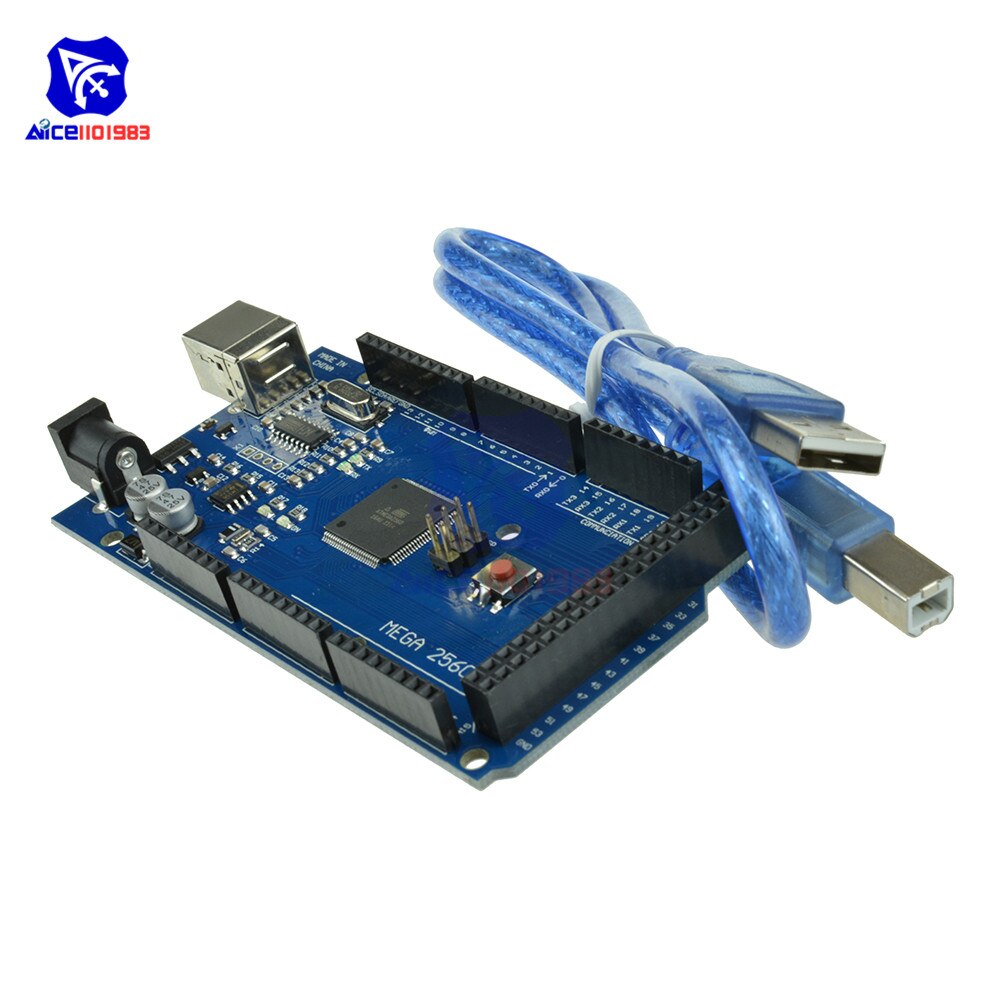 【happy one】Mega 2560 R3 Mega2560 REV3 Atmega2560-16AU CH340G Driver Board Module 5V 16MHz 256KB Memory with USB Type B Cable for Arduino. 