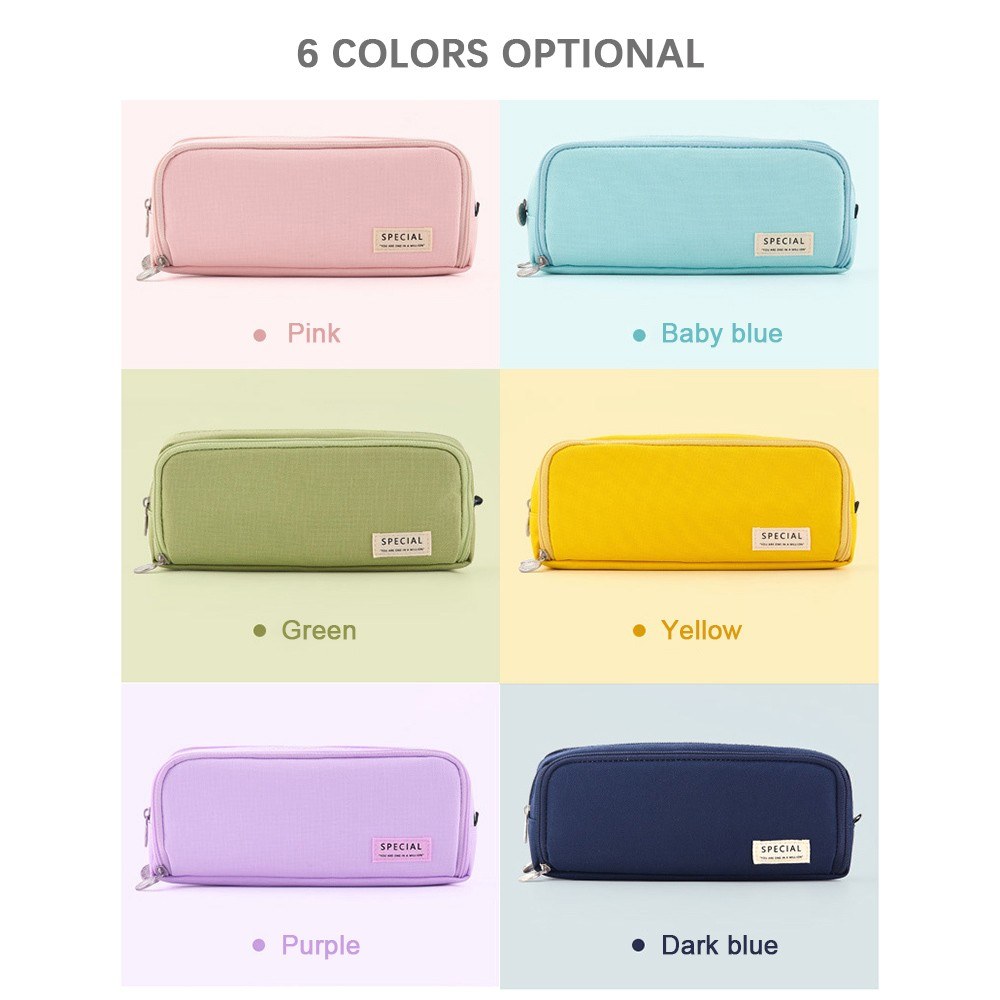 Pencil Case Large Capacity Pencil Pouch Box Stationery Zipper Pocket - blue. 