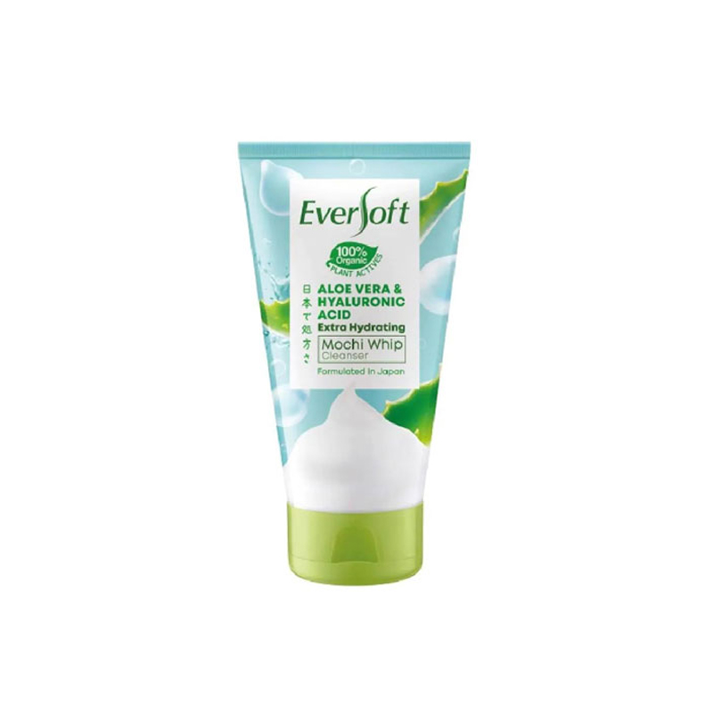 International Malaysian product Eversoft Aloe vera & Hyaluronic Mochi Whip cleanser used for male female - 120 gm