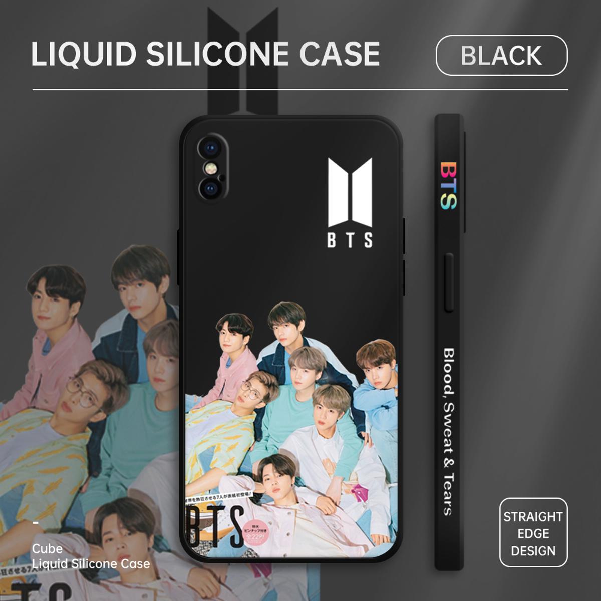 UCUC for iPhone X XS Back Cover Famous Korean Boy Group BTS Thin Soft Luxury Square Liquid Silicone Phone Case