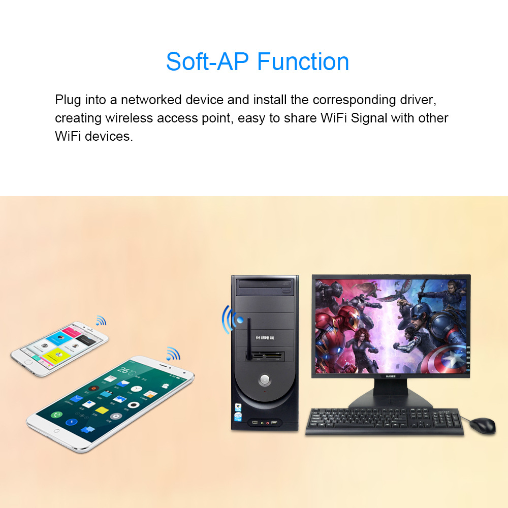 Mini USB WiFi adaptörü kart 150Mbps 2dBi WiFi adaptörü PC Wifi anten WiFi güvenlik cihazı 2.4G USB Ethernet kablosuz alıcı RTL 8188. 