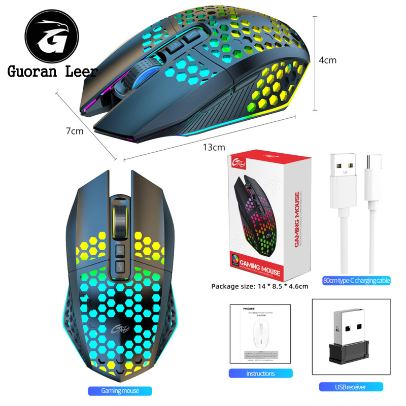 Wireless Mouse, Lighting Ergonomic Wireless Mouse, 2.4GHz USB Cordless Mouse, 1600DPI 500MAH Rechargeable Wireless Mouse For Computer Laptop PC. 