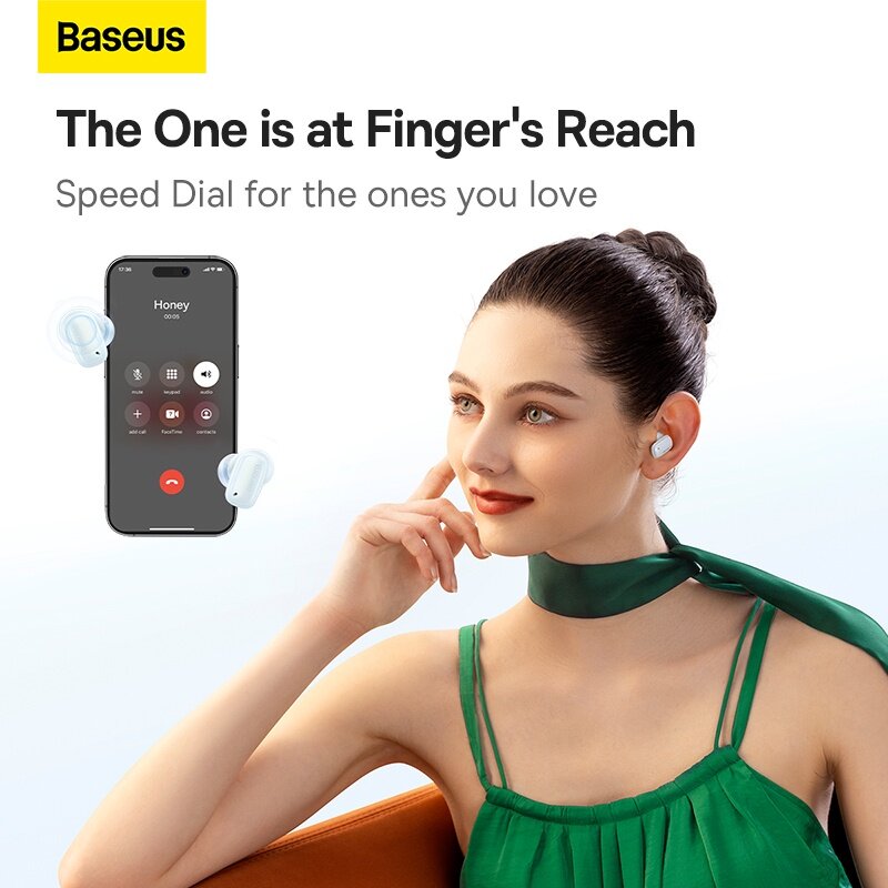 Baseus AirNora 2 Wireless Bluetooth Earphone Active Noise Cancellation Earbuds Lightweight Design With Mirror App Support. 