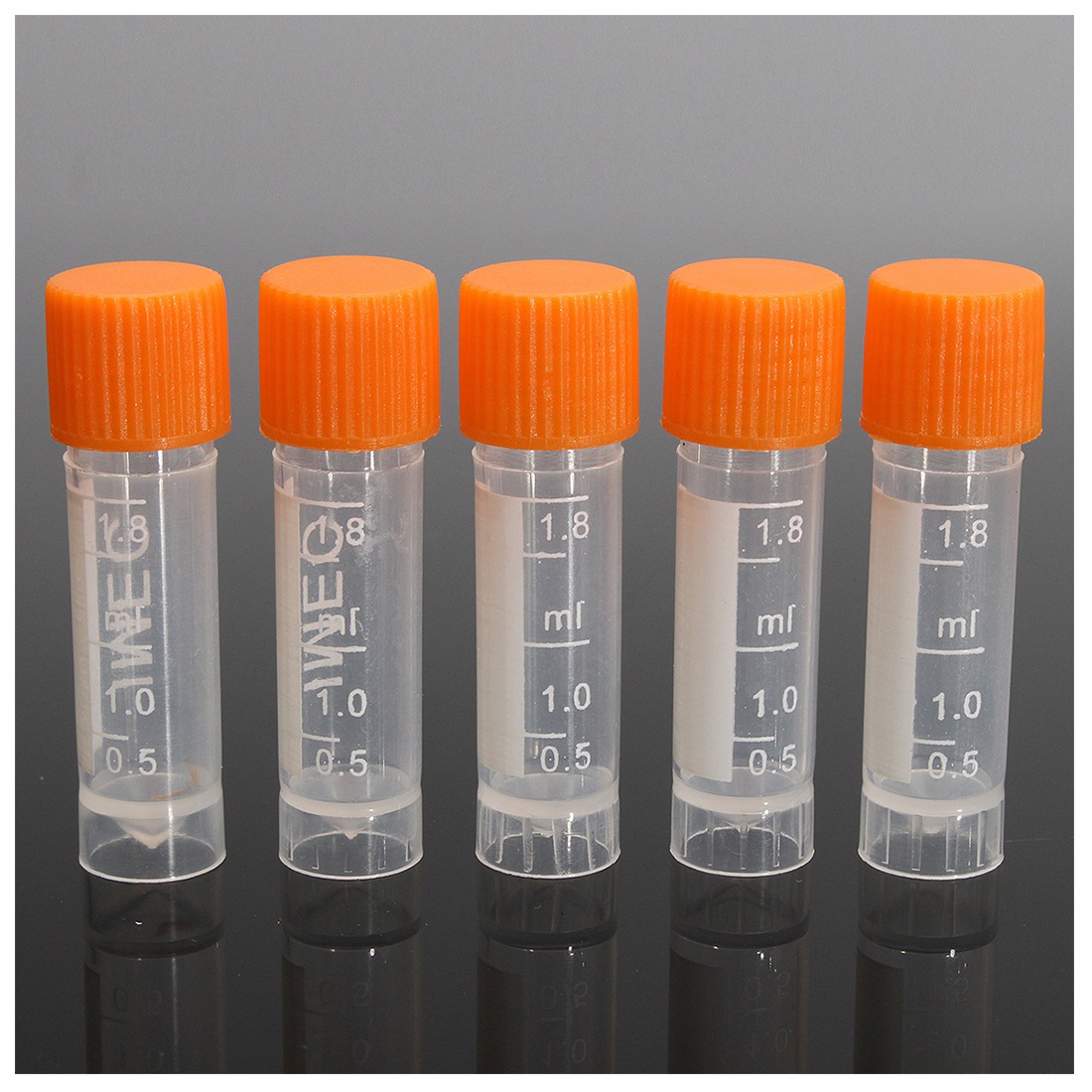 50Pcs 1.8ml Plastic Graduated 0.063oz Cryovial Test Tube Sample Pipe With Seal Cap , Plastic Cryovial Test Tube. 