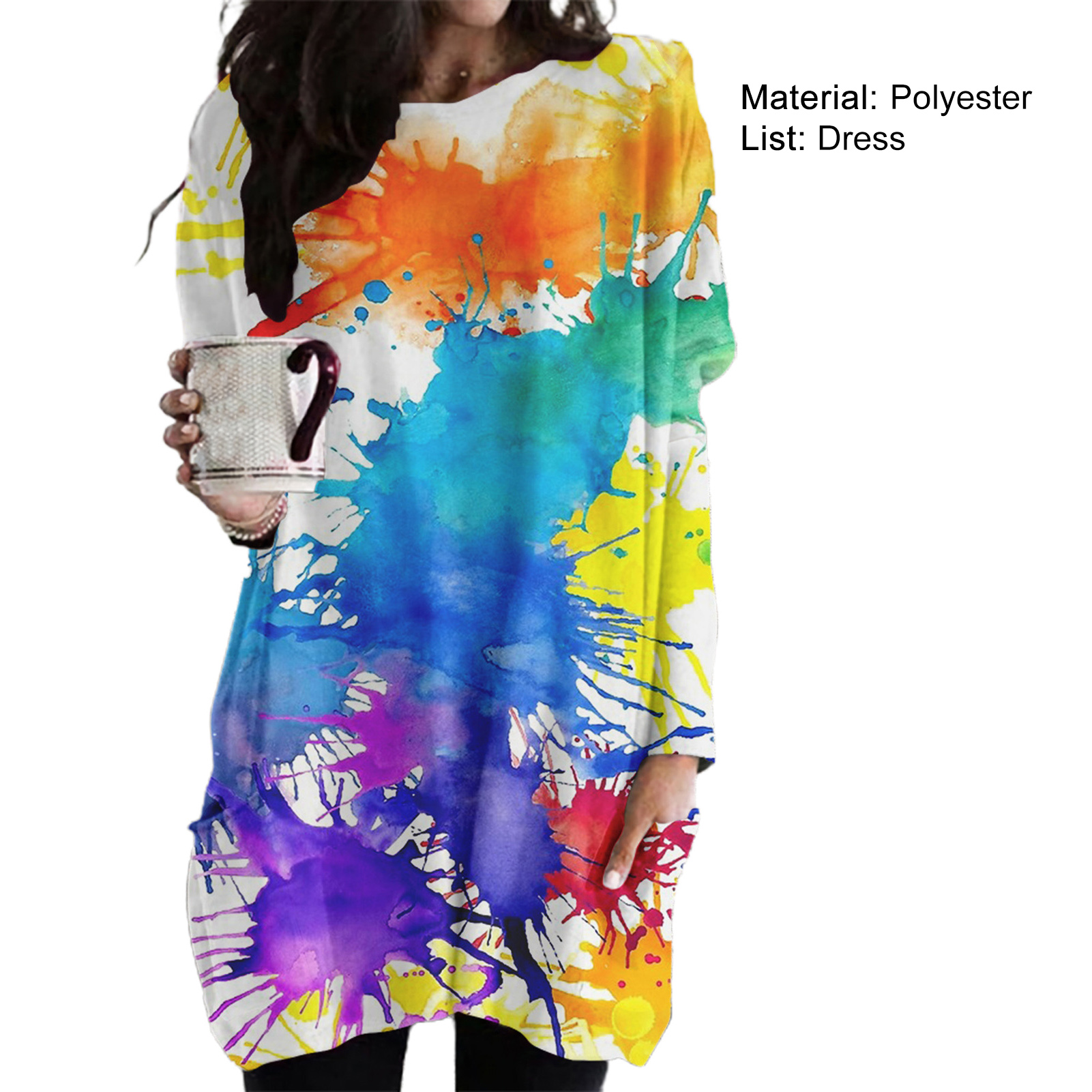 Sweatshirt Dress Long Sleeve Tie Dye 