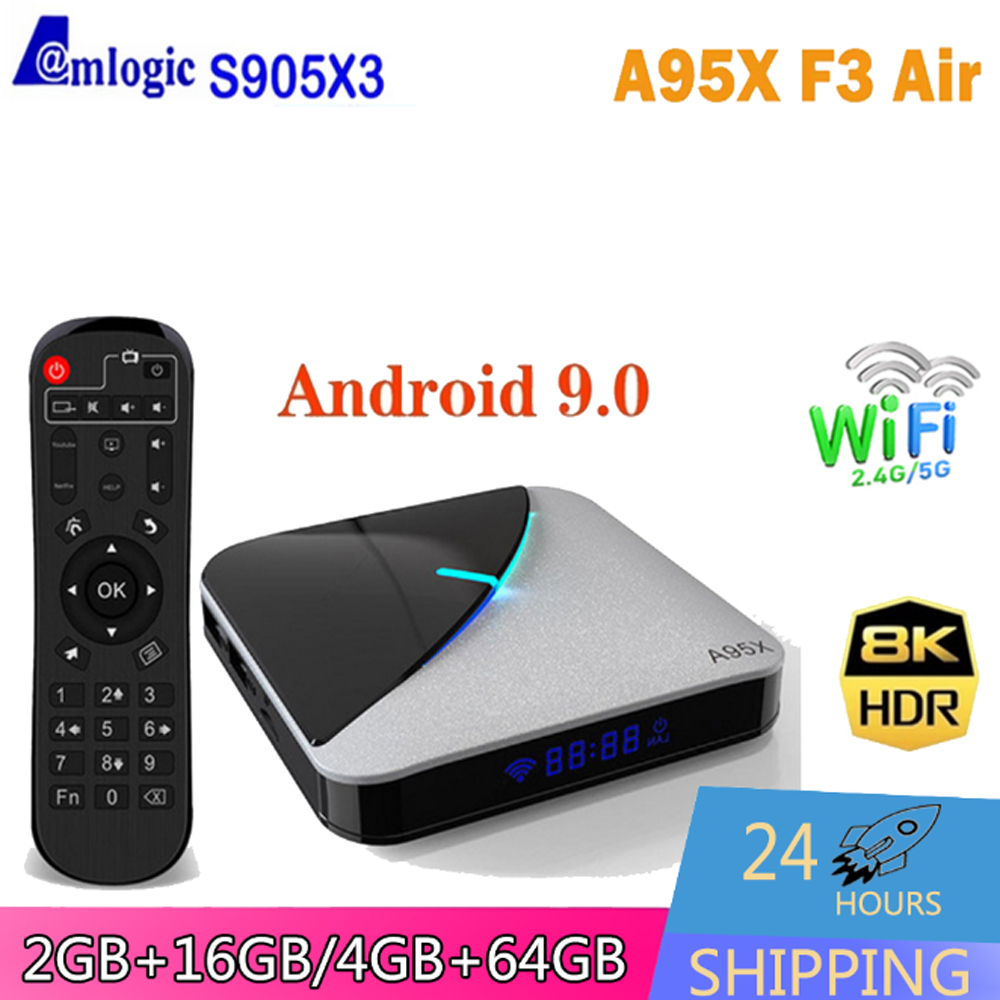 A95X F3 Air Android TV BOX Amlogic S905X3 Android 9.0 2.4G 5G Dual WiFi BT LAN 100M 4K RGB Light TV Box Media Player A95XF3 Air