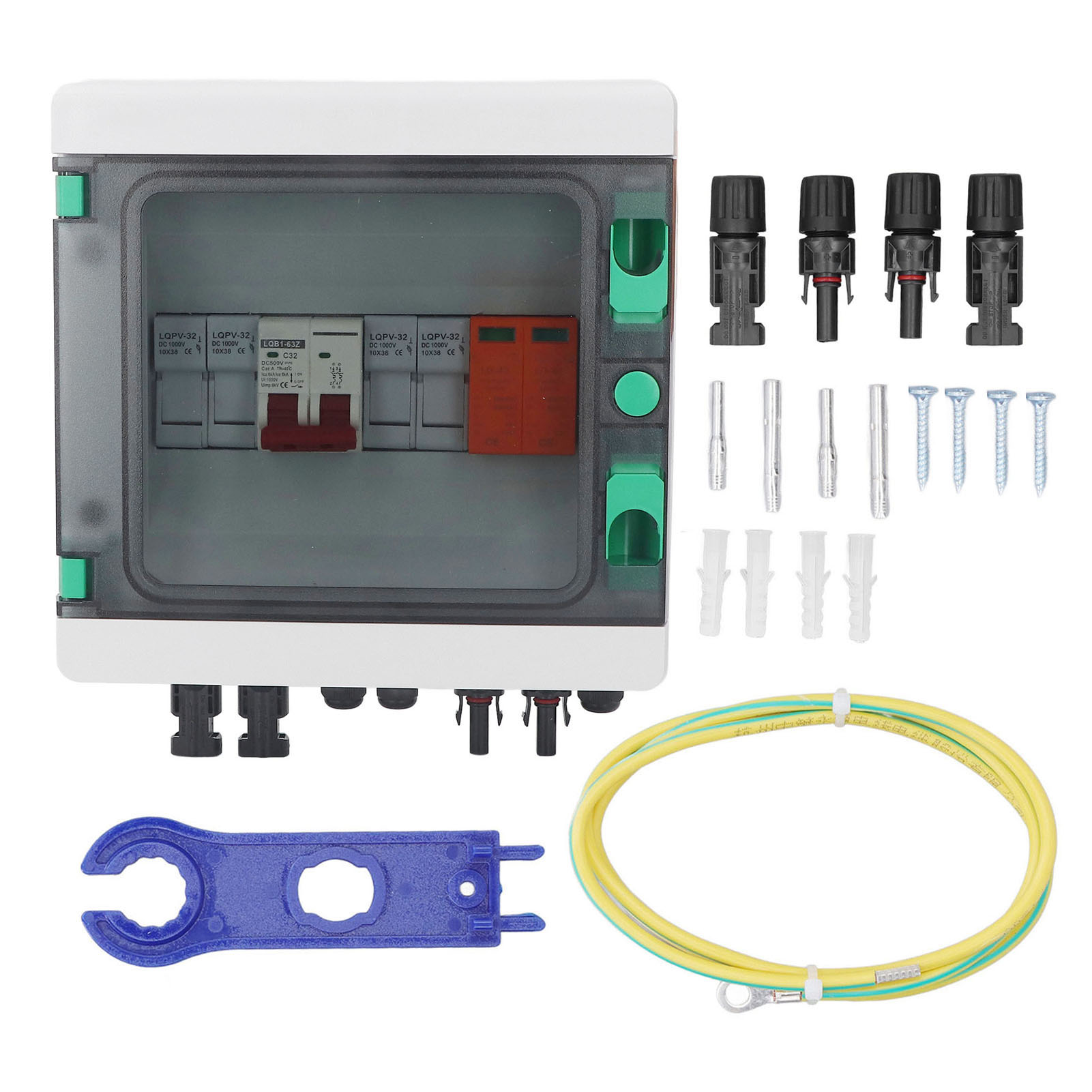 Photovoltaic Combiner Box, DC500V Waterproof 2 String Solar Combiner Box Short Circuit Protection Easy Installation with 15A Fuse for RV. 