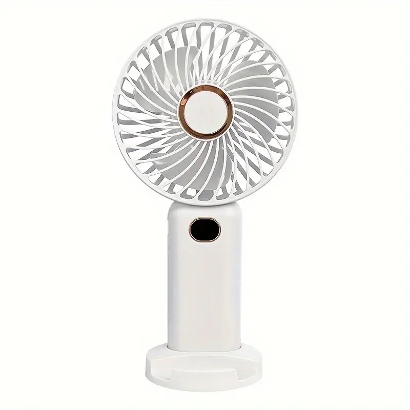USB rechargeable handheld stand small fan, silent, portable, mini high wind desktop fan, small display 5-speed fan
