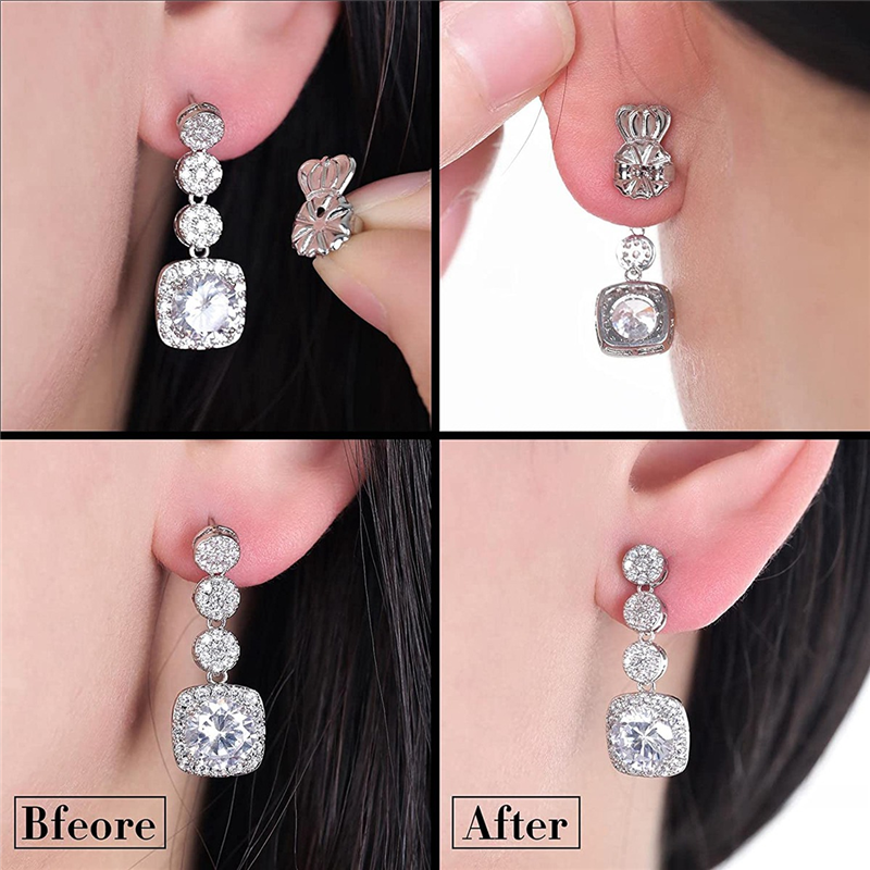 3-Pairs Earring Backs Adjustable Hypoallergenic Secure Earring Backs for Heavy Earrings, (Gold). 