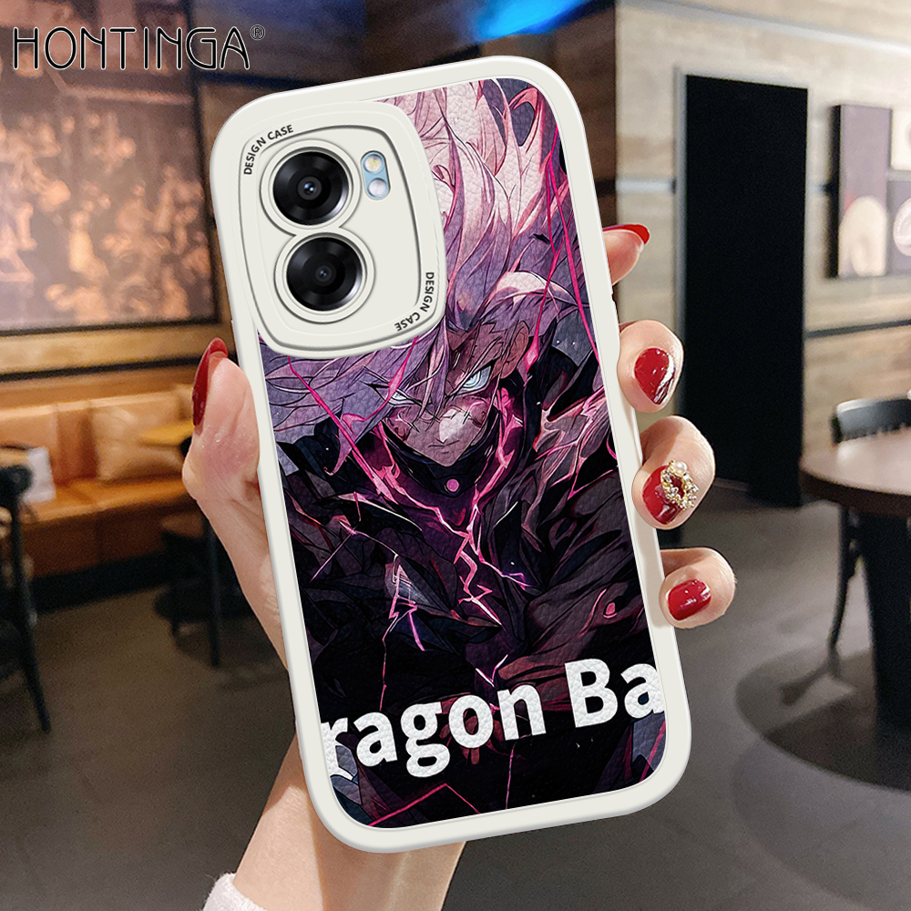 Hontinga for OPPO A57 2022 A77S Back Cover PU Leather Cartoon Dragon Ball Phone Case Soft Silicone Edge Mobile Cover