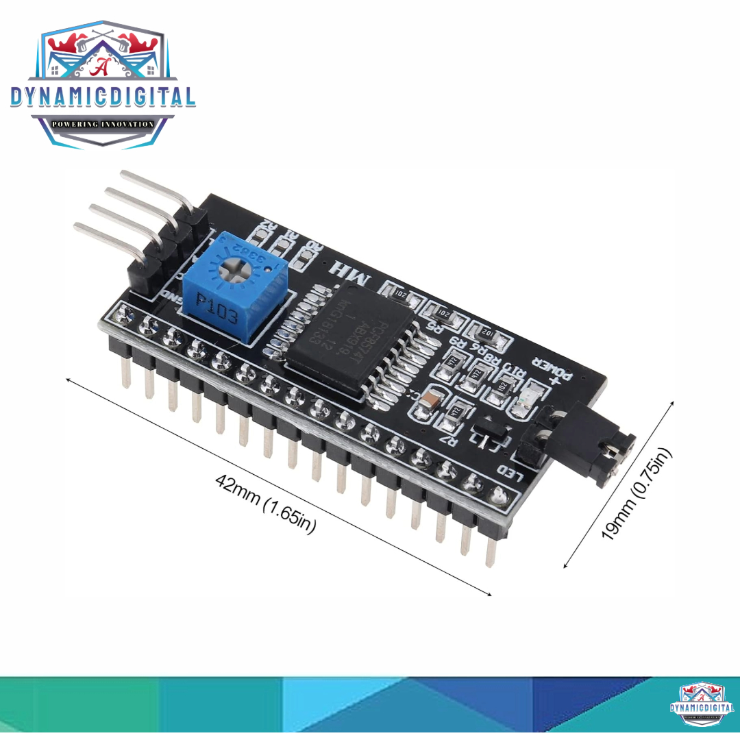 IIC/I2C Serial Interface Adapter Module For 16x2 (1602) Character Alphanumeric LCD Display. 