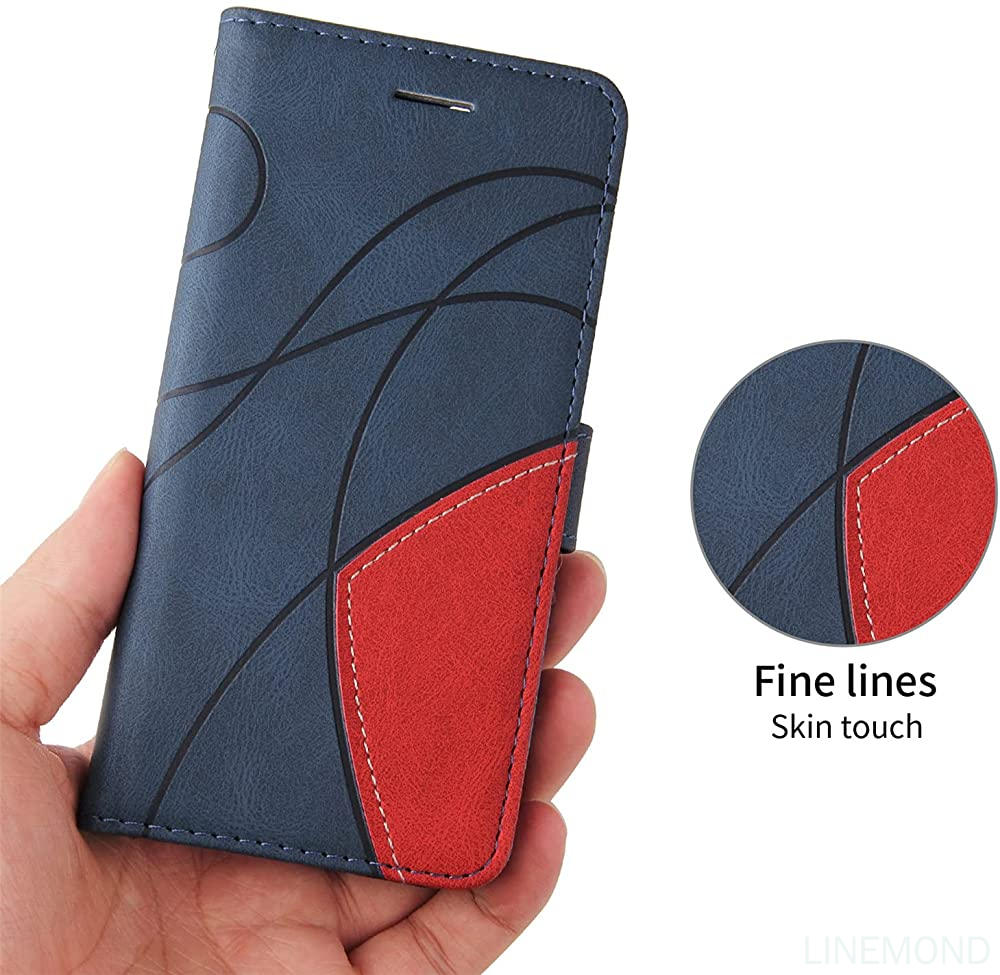 Wallet Case for Google Pixel 6a 5G, Splicing Matching PU Leather Flip Case with Kickstand for Google Pixel 6a 5G, Blue. 