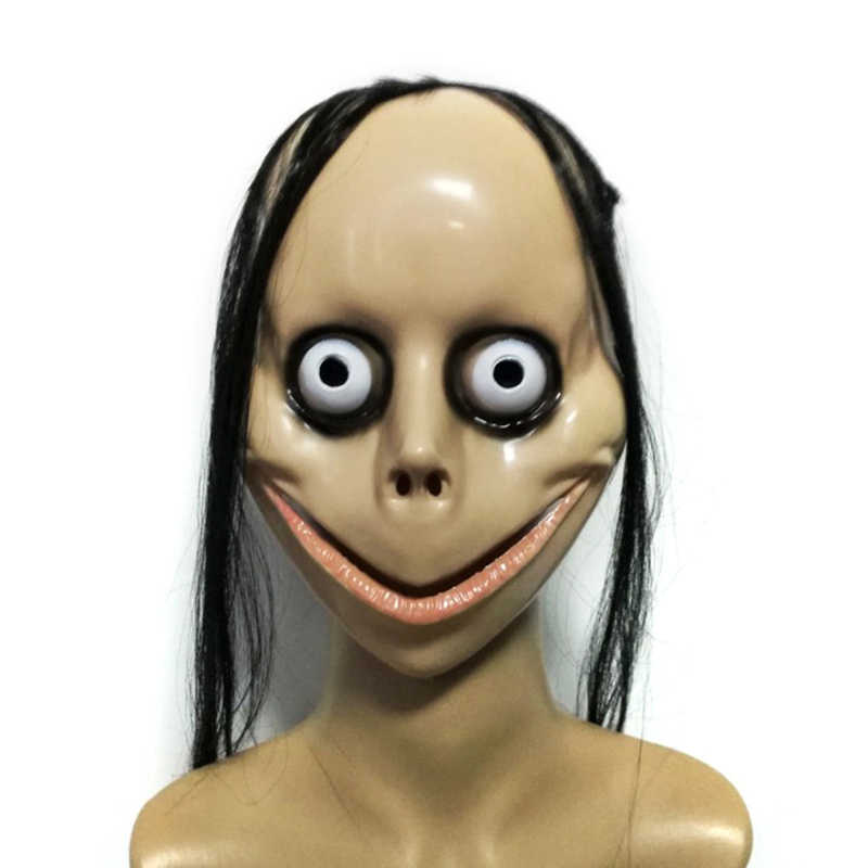 【Universal Car Parts Store】（NEW）New Halloween Horror With Long Hair Mo Mo Mask Funny Mask V-Shaped Mouth Mask With Hair Female Ghost Mask Roleplay Mo Mask Masks. 