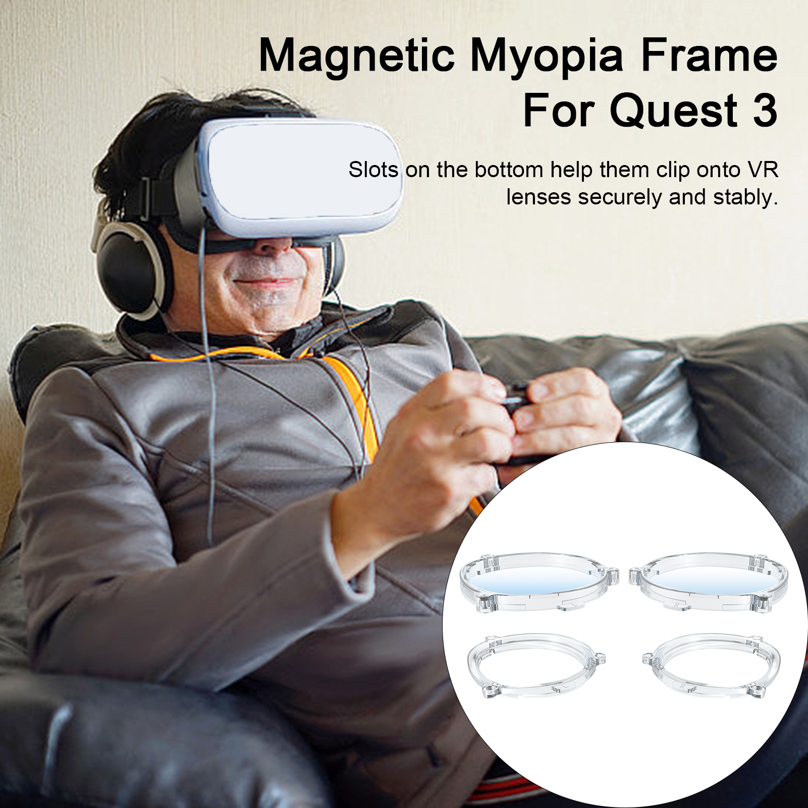 Vr Glasses Spacer Protector Meta Quest 3 Magnetic Vr Glasses Frame Easy Install Durable Bumper Magnetic Vr Lens Frame. 