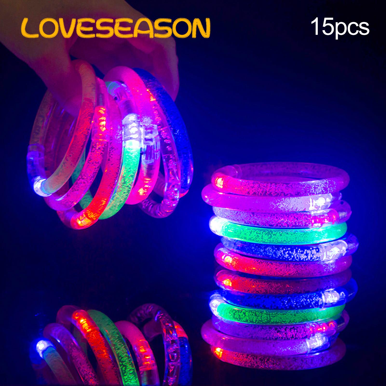 Lighted Bre 15pcs Led Luminous Bre Glows in Dark On/off Switch 8-12h Glowing Bangle Flashing Led Arm Band Buyers' Favorite Light-up Wristband. 