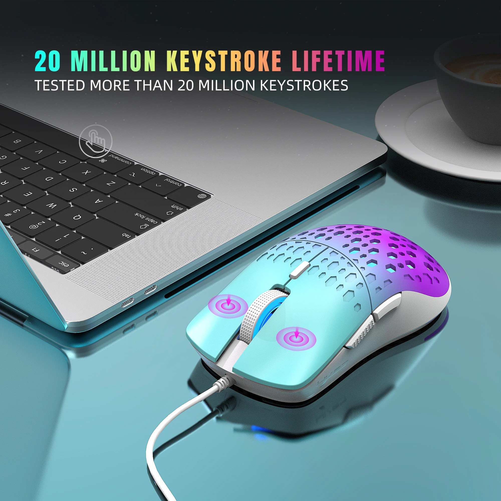 USB Wired Gaming Mouse RGB Gamer Hollow Out Mouses Adjustable 3600 DPI Honeycomb Macro Programmable Ergonomic Mice for PUBG. 