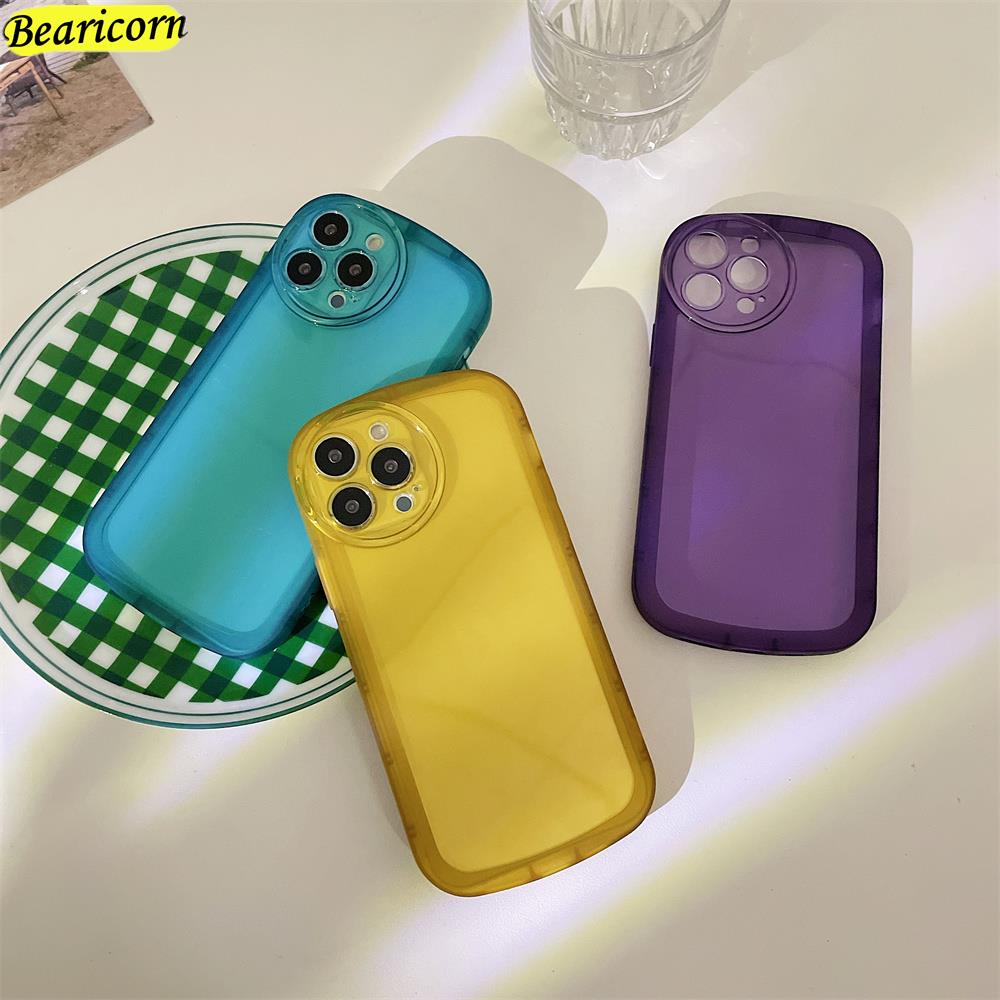 Bright Color Clear Oval Phone Case For Samsung Galaxy A30S A32 A34 A50 A50S A51 A52 A52S A54 A72 Shockproof Soft Silicone Cover. 