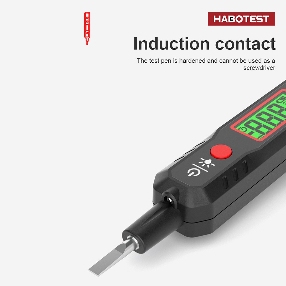 HABOTEST HT89 Voltage Tester AC 12~300V Contact Voltage Detector for Live/Null Wire with Flashlight LCD Display Breakpoint Finder with Sound and Light Alarm. 