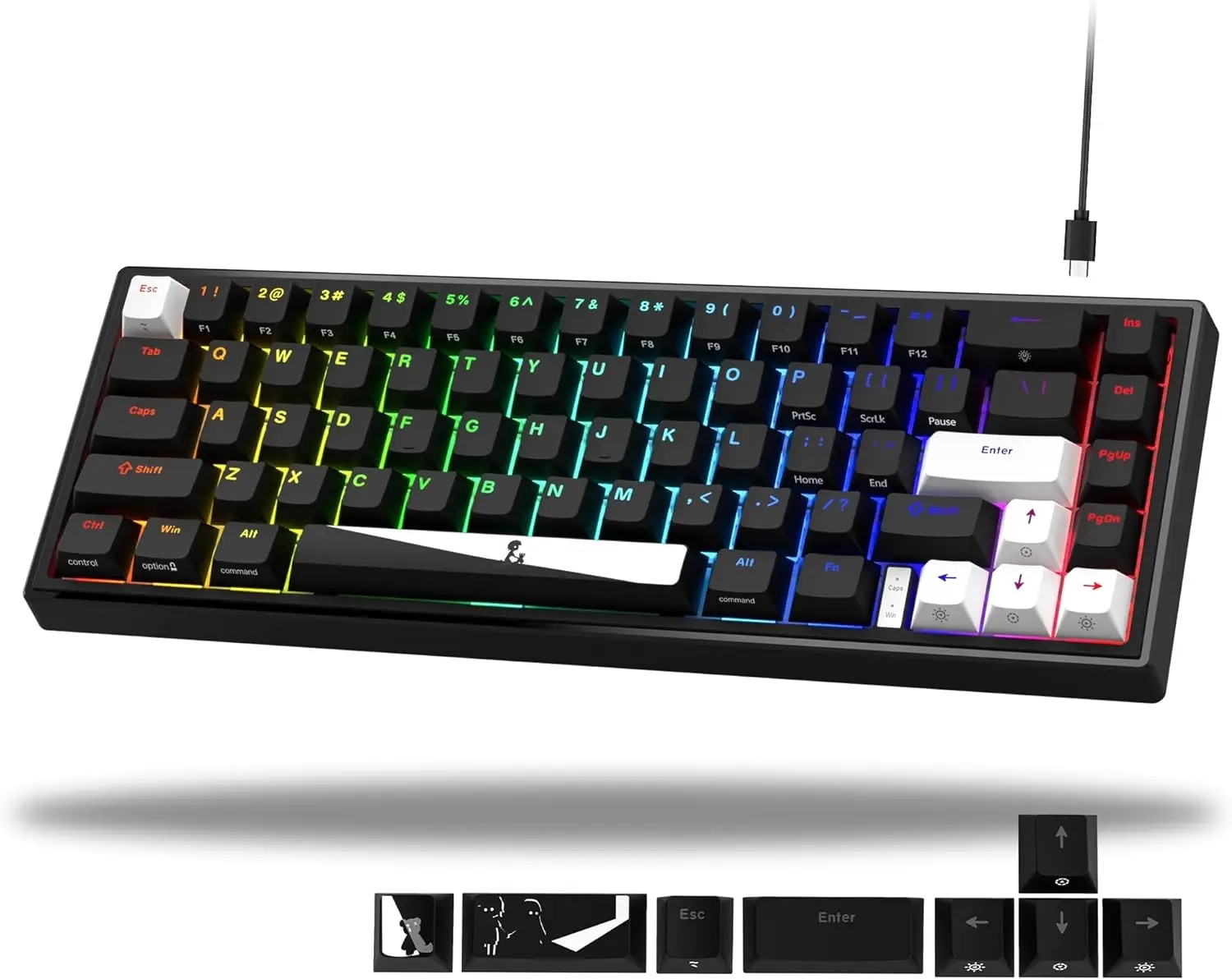 womier 60% Wired Mechanical Keyboard Gasket Mounted V-K66 LED Backlit Gaming Keyboard with Arrow KeysPre-lubed Linear Switches. 
