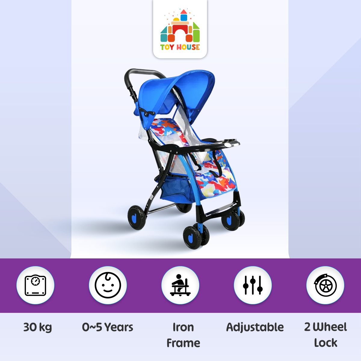 Soft mesh support Baby Stroller 722c Pram - Red. 