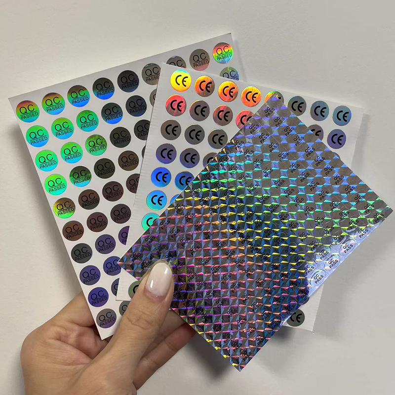 Silver High Security seals Tamper Evident sticker Warranty Void QC Passed labels Hologram stickers with Unique Serial Numbering. 