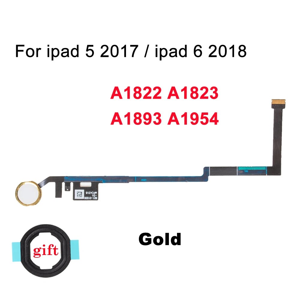 1set High Quality Home Button With Flex Cable Repair Part For iPad 5 6 2017 2018 Home Button Key Flex Assembly With 3 Colors. 