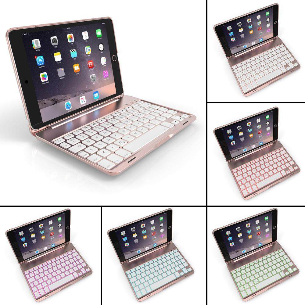 Keyboard Case Apple IPad Mini 1/2/3 7 Colors Folio Backlit Light Colorful Bluetooth Keyboard Case With Executive Multi Function Case For IPad Mini 1/2/3 7.9 Inch (Silver). 