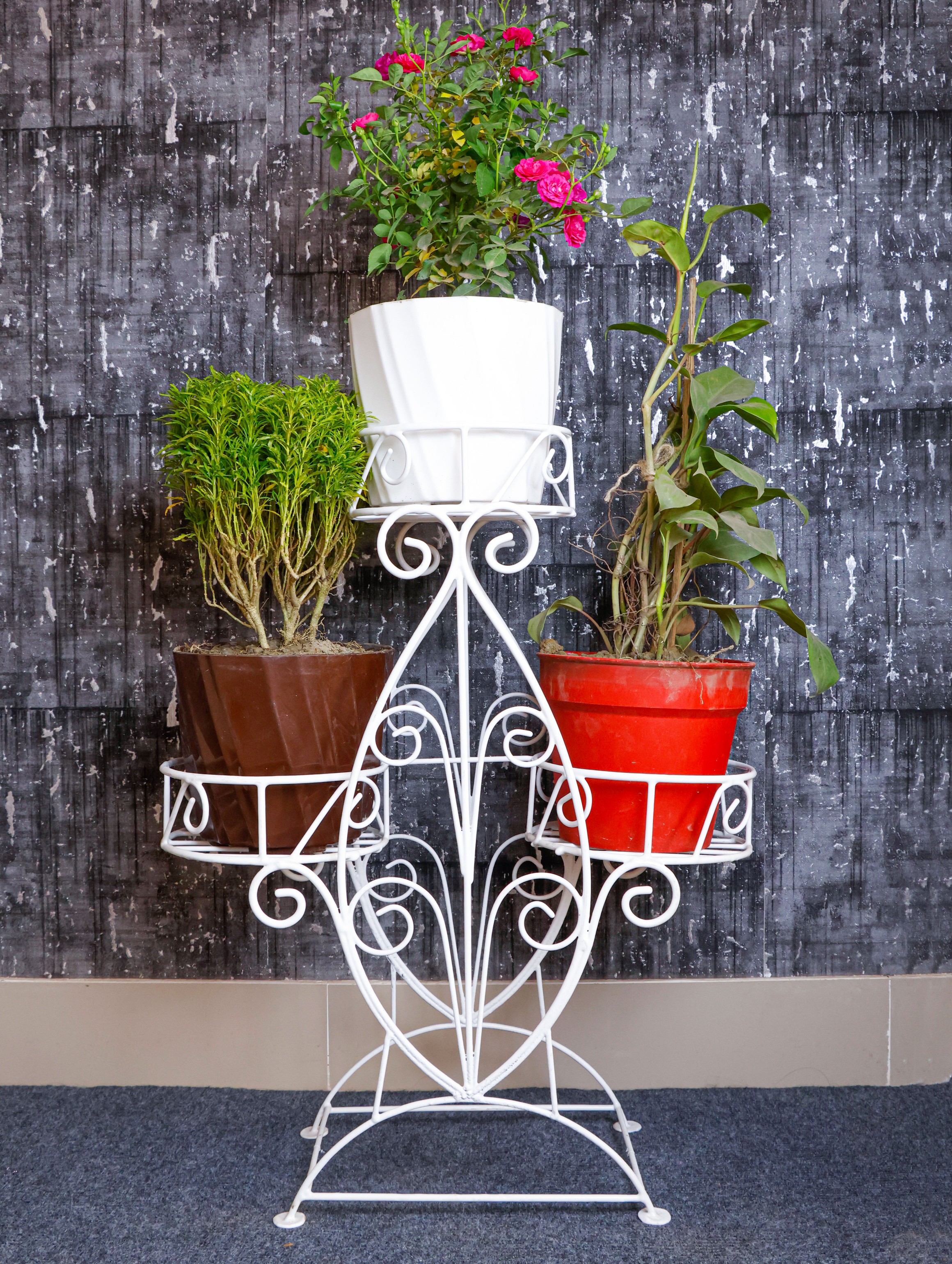 Metal 3-Tier Flower "LOVE" Stand – Stylish & Durable Plant Organizer for Home & Balcony. 