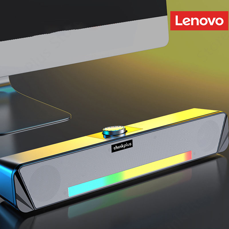 Lenovo TS33 Wired and Bluetooth 5.0 Speaker Surround Sound Bar Audio Speaker at Home For Desk Computer Subwoofer. 