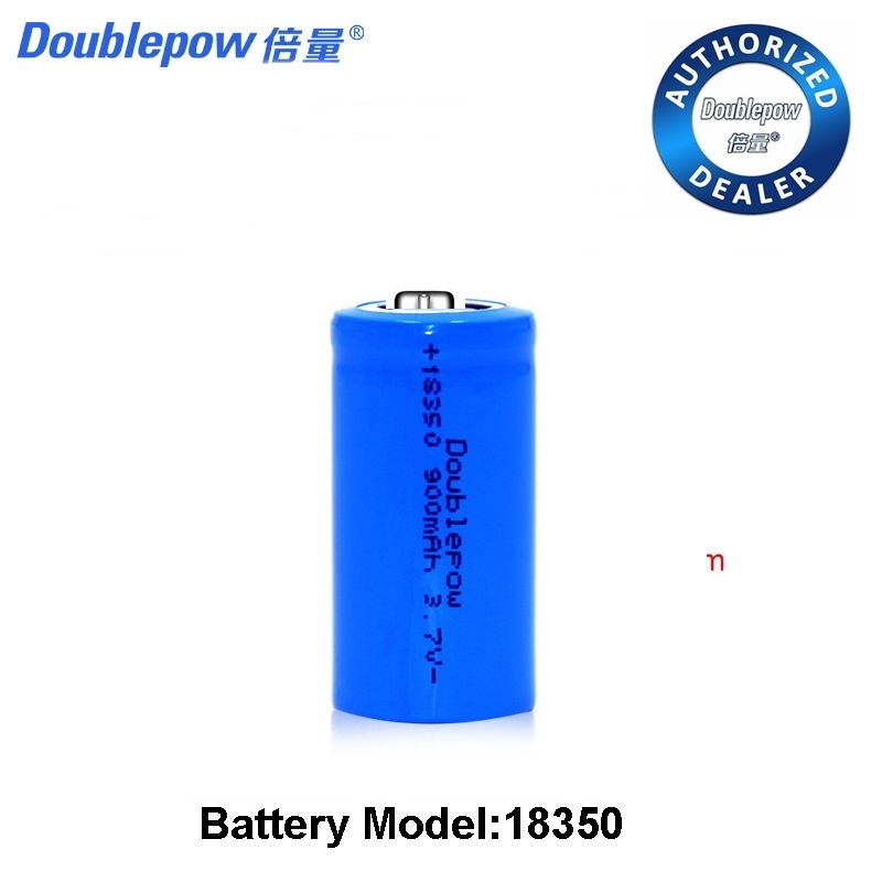Doublepow ICR 18350 3.7V 900mAh Li-ion Rechargeable Battery with 1200 Cycle Use (Point Top) - 1pcs. 