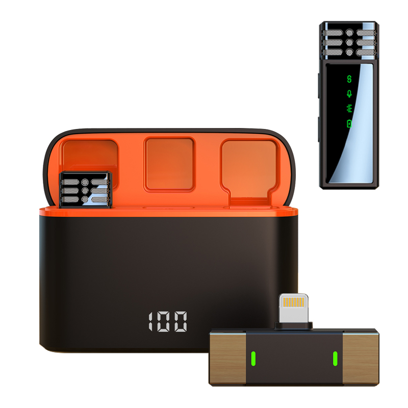 The new J68 private model noise reduction wireless collar clip microphone one drag two digital display charging bin mobile phone