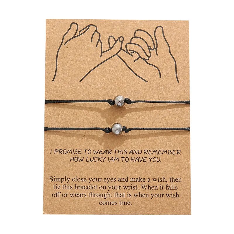 【DATA FROG Global MALL】（NEW）Pinky Promise Bracelets for Friend Long Distance Relationship Matching Adjustable Waterproof. 