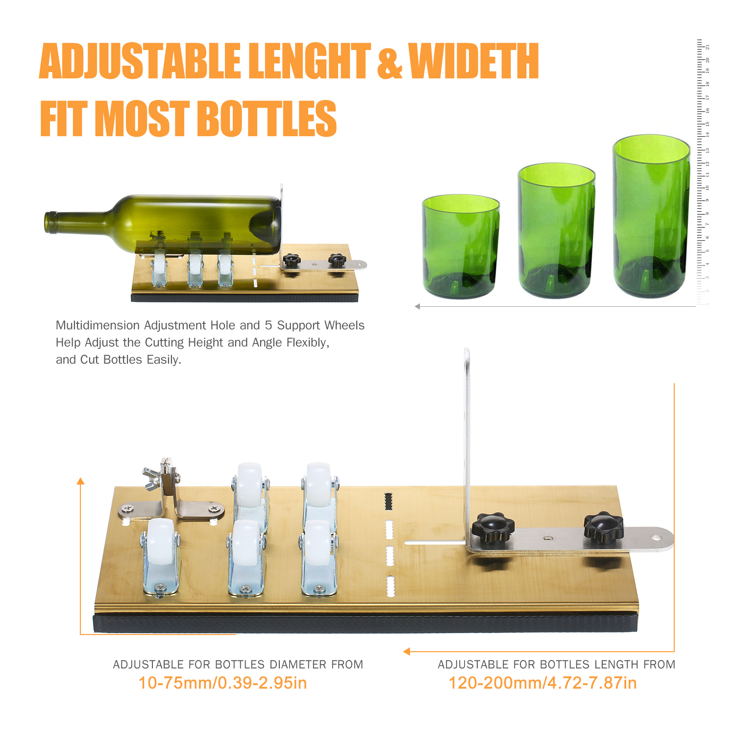 Glass Bottle Cutter Kit Bottle Cutter DIY Machine for Cutting Round Oval Bottles and Mason Jars with Gloves Sanding Paper Fixing Rubber Ring and Pencil Glass Cutter for Bottle DIY Art. 