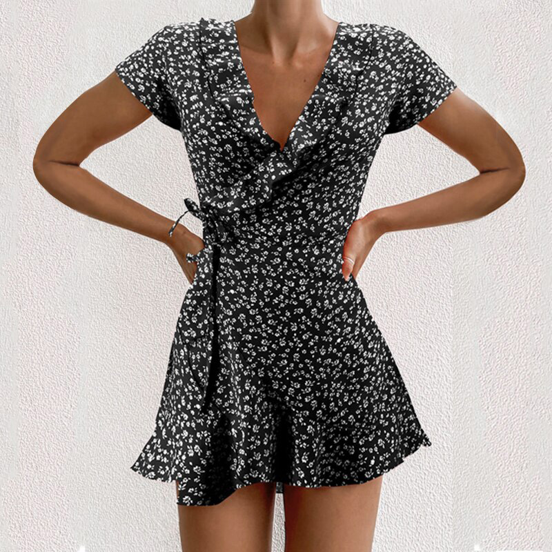 Mini Dresses Flower Ladies Casual 